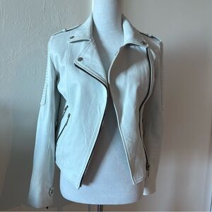 Women's White Moto Style Leather Jacket